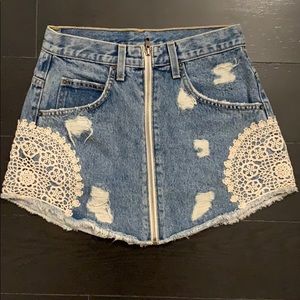 CARMAR LF Denim Skirt Lace detailing